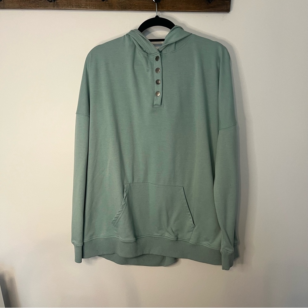 Mint Green Women's  half snap up Hoodie